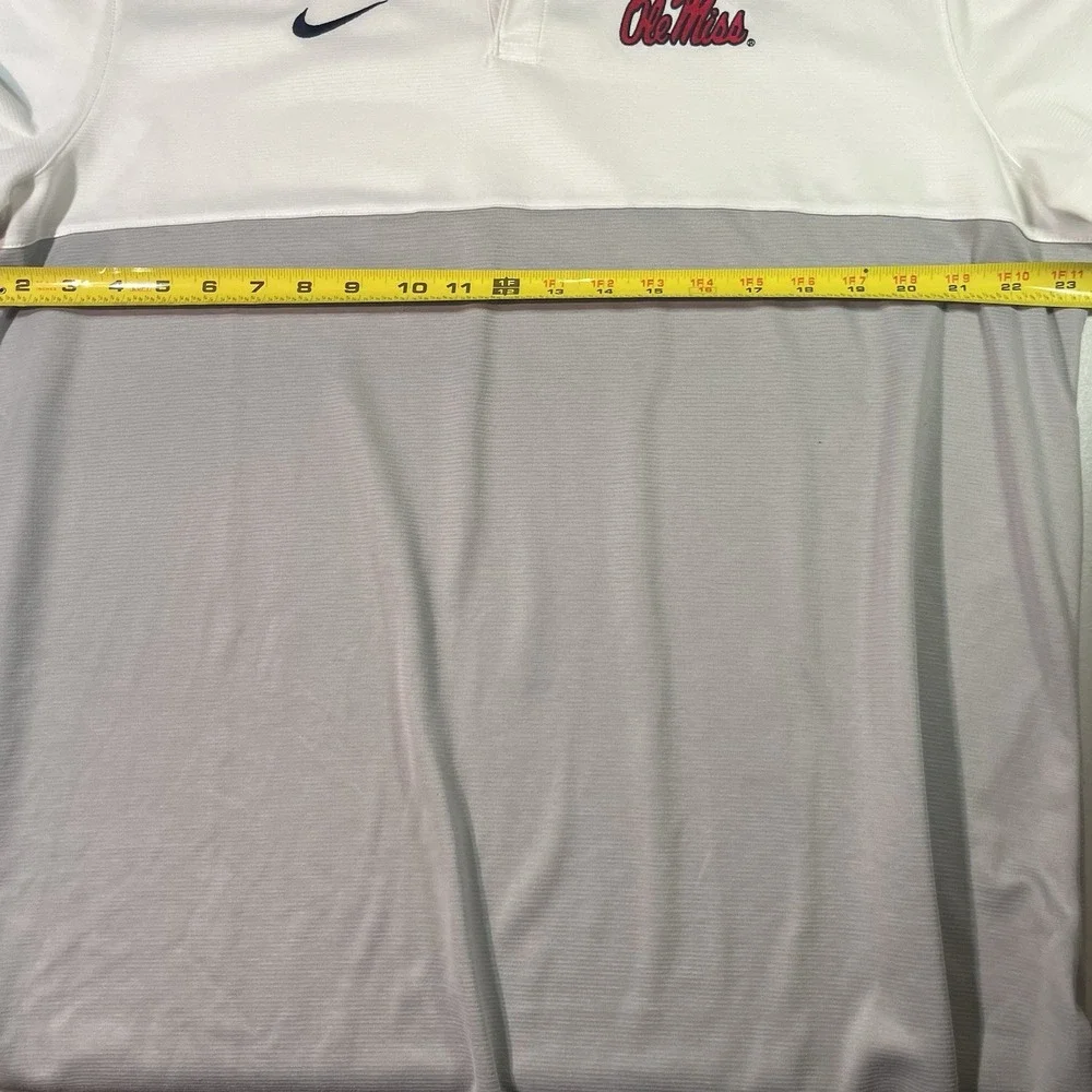 Nike Dri-FIT Mens Ole Miss Rebels Polo Shirt White/Red/grey‎ Size XL EUC
